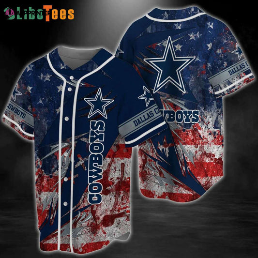 Dallas Cowboys Baseball Jersey, American Flag Pattern, Gifts For Dallas Cowboys Fans - Perfect Gifts For Your Loved Ones...