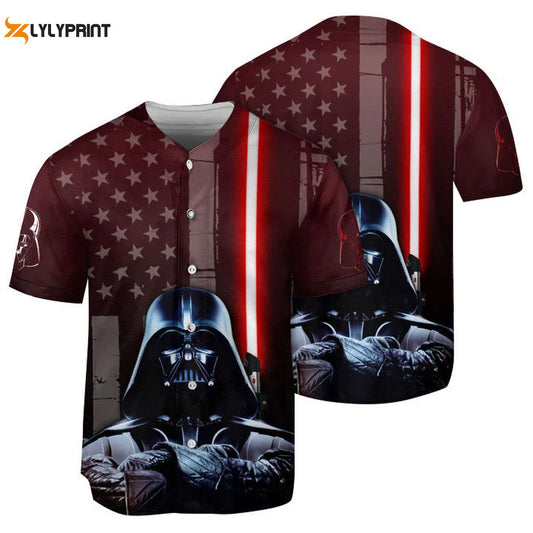 Darth Vader Lightsaber American Flag Baseball Jersey - Gift for Men Women - Gift for Men Women - lylyprint.com... (Image 1)