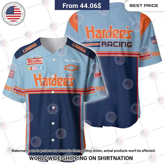 BEST Days of Thunder Hardee’s Nascar Film Racing Baseball Jerseys