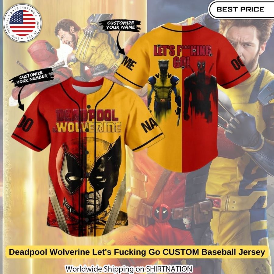 Deadpool Wolverine Let's Fucking Go CUSTOM Baseball Jersey