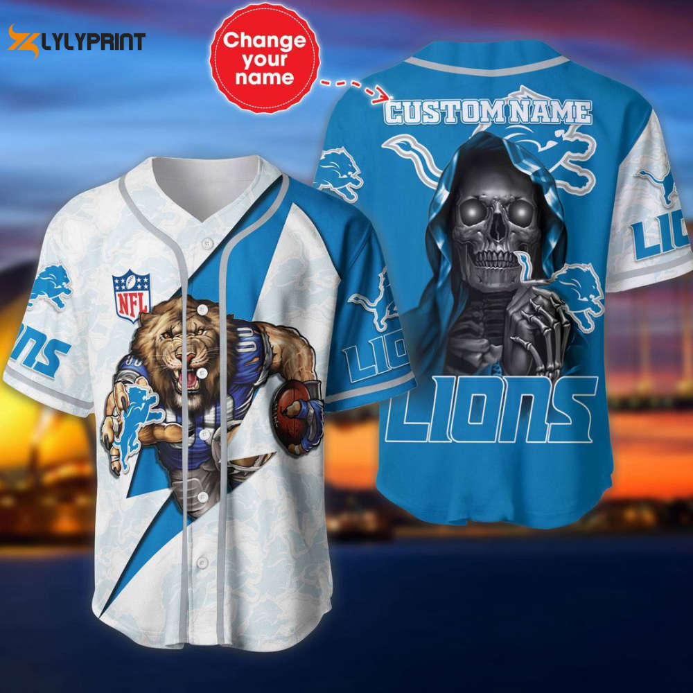 Detroit Lions Personalized Baseball Jersey - lylyprint.com T-Shirts, Hoodie, Sweatshirt | WearSparks.com (Image 1)