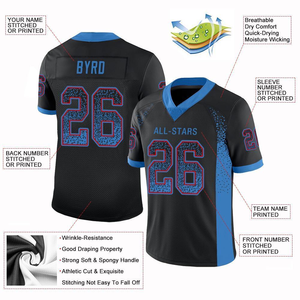 Custom Black Powder Blue-Red Drift Fashion Football Jersey T-Shirts, Hoodie, Sweatshirt | WearSparks.com (Image 3)