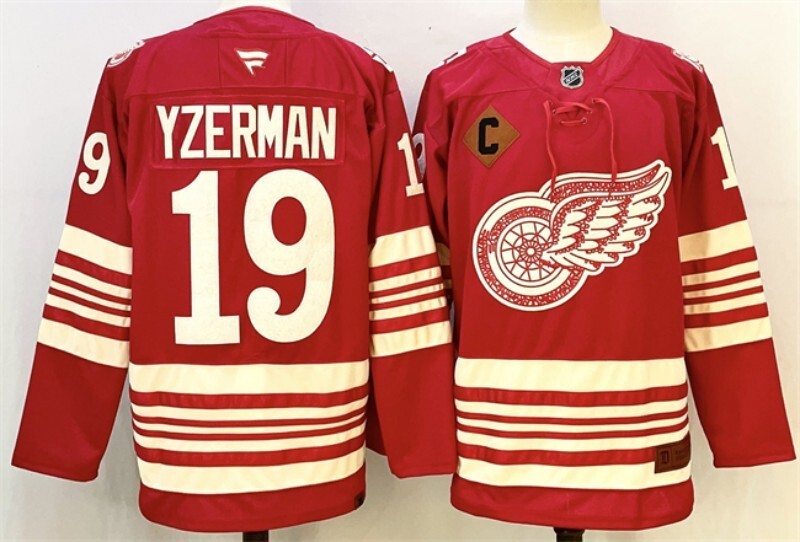 detroit red wings #19 steve yzerman red 2025-26 with c patch centennial