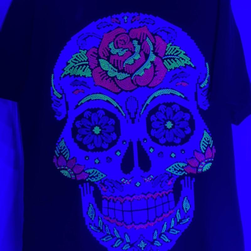 dia de muertos skull T-shirts Black Cotton Hoodie, Sweatshirt | WearSparks.com
