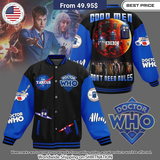 Doctor Who Good Men Don't Need Rules Baseball Jacket
