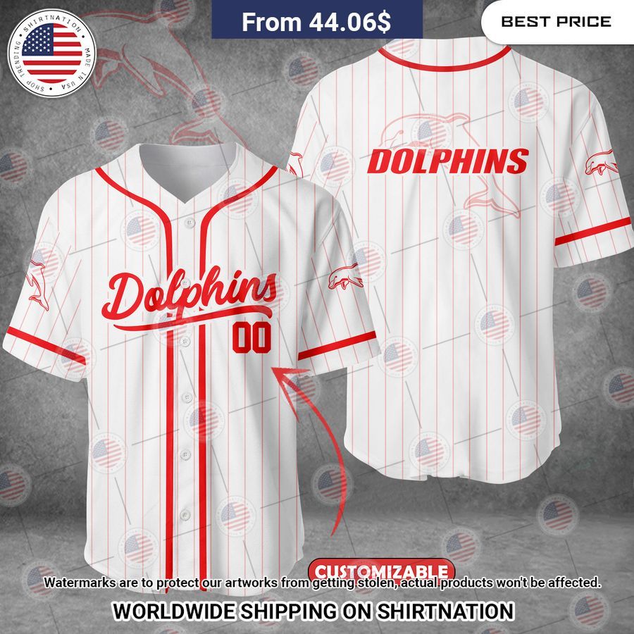 Dolphins Custom Baseball Jersey