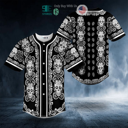 BEST Doodle Floral Pattern Of White Sugar Skull Baseball Shirt