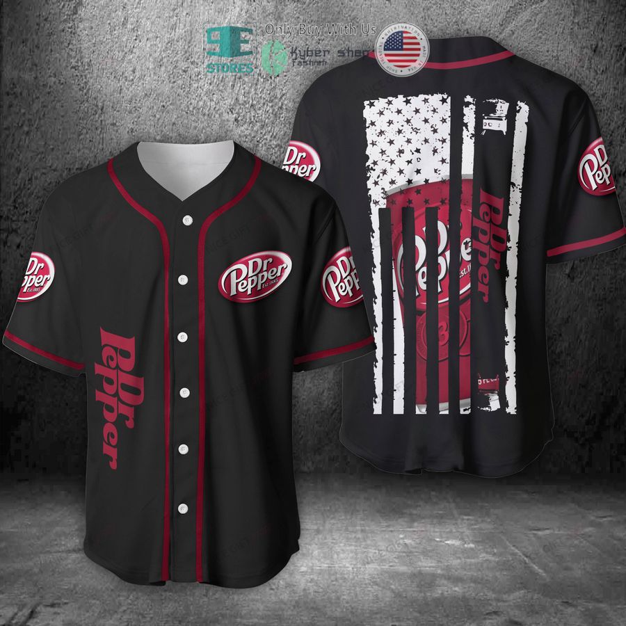 BEST Dr Pepper United States Flag black Baseball Jersey