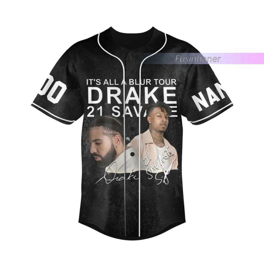 Drake 21 Savage Baseball Jersey All A Blur Tour Shirt 2023 Music Concert Merch (Image 4)