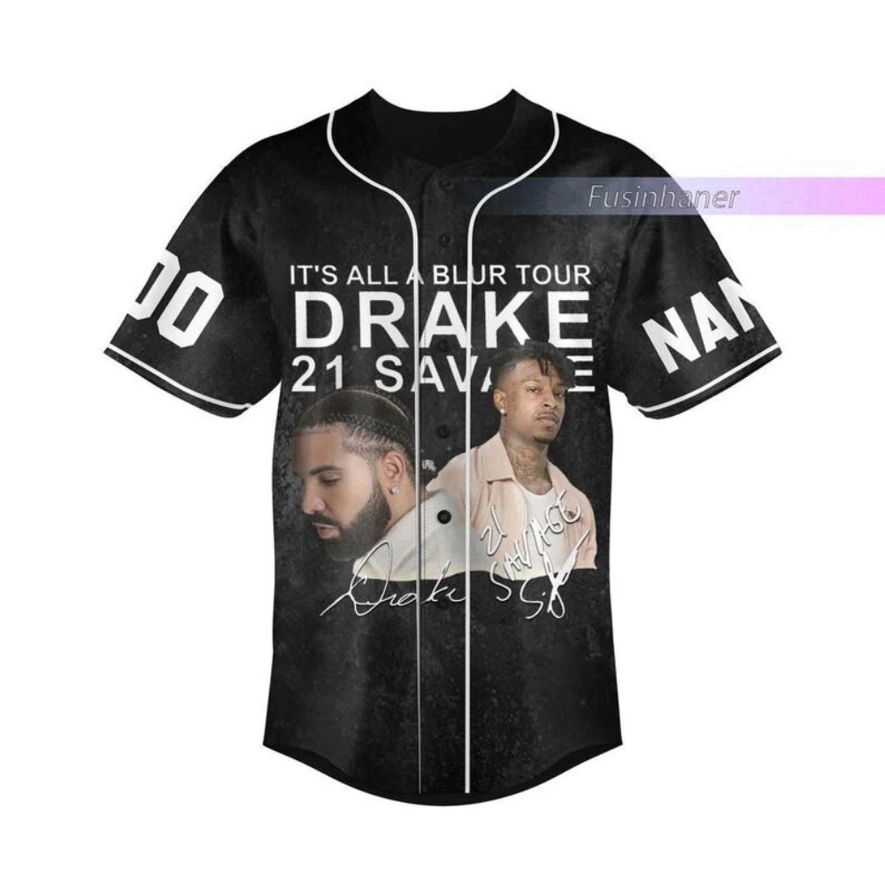 Drake 21 Savage Baseball Jersey All A Blur Tour Shirt 2023 Music Concert Merch