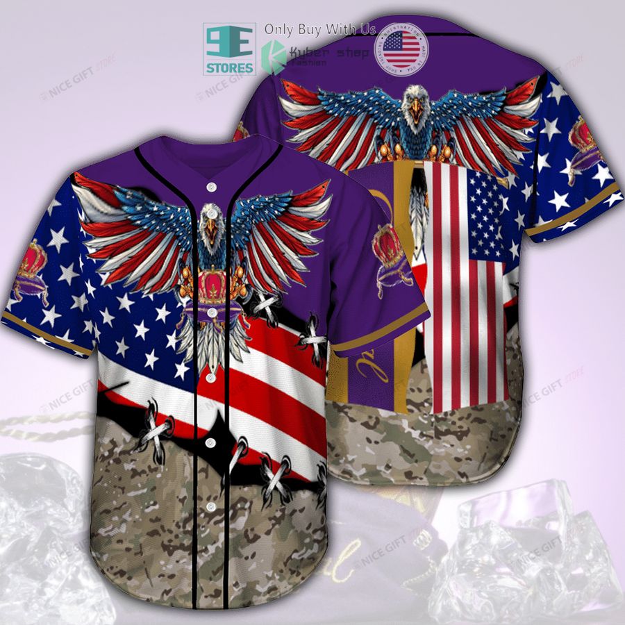 BEST Eagle United States Flag Crown Royal camo Baseball Jersey