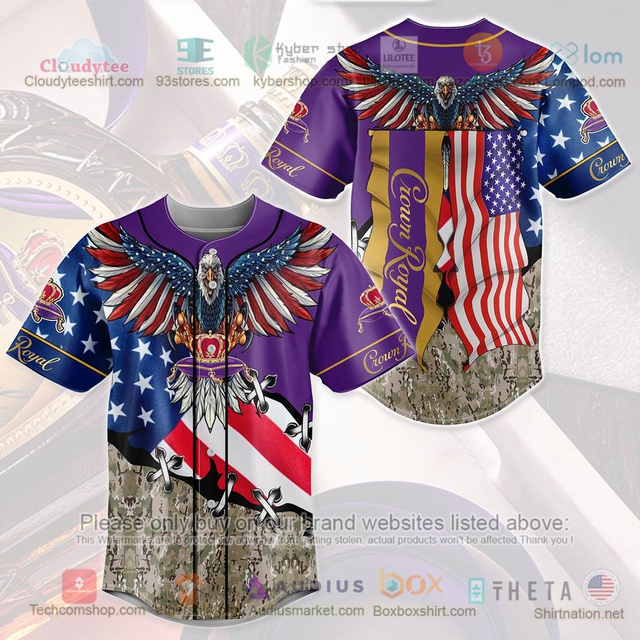 HOT Eagle United States Flag Crown Royal purple Baseball Jersey Shirt