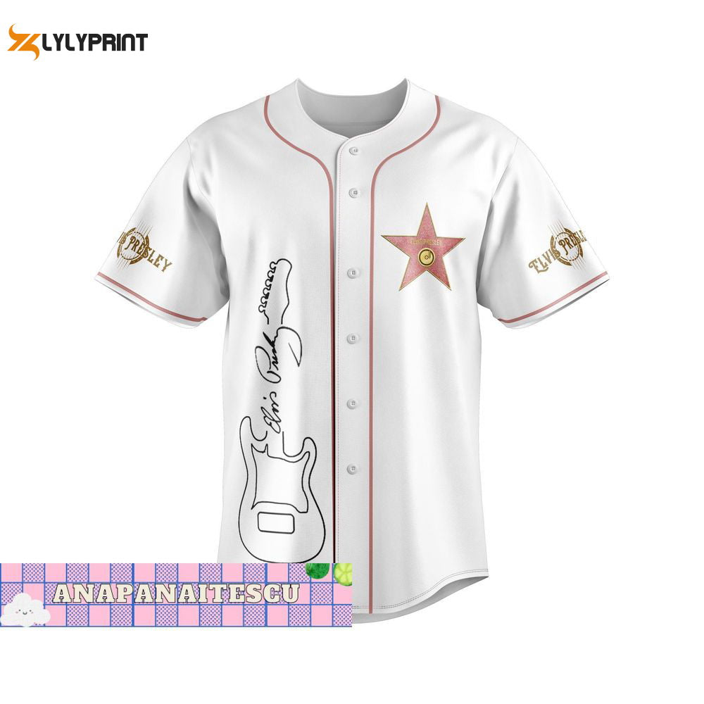 Elvis Presley Baseball Jersey Shirt, King Of Rock And Roll Jersey (Image 1)