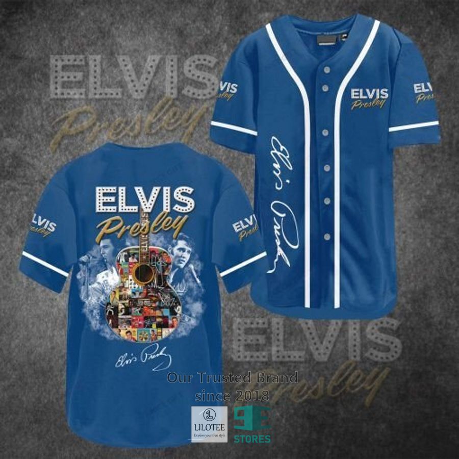 Elvis Presley Guitar Blue Baseball Jersey
