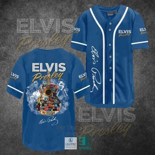 Elvis Presley Guitar Blue Baseball Jersey