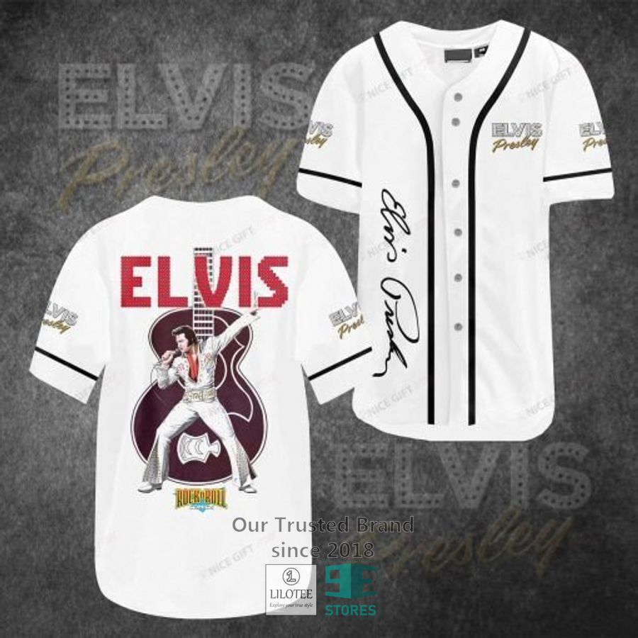 Elvis Presley Rock n Roll White Baseball Jersey