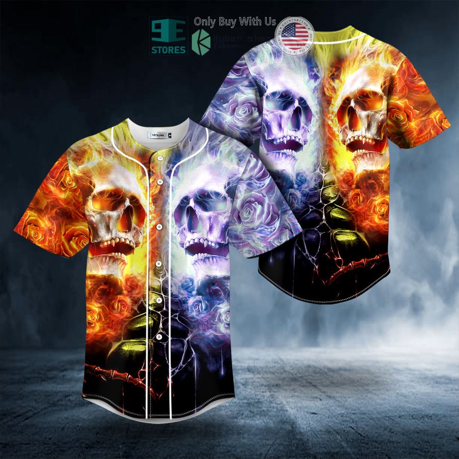 BEST Enemy Fire Skull Baseball Shirt