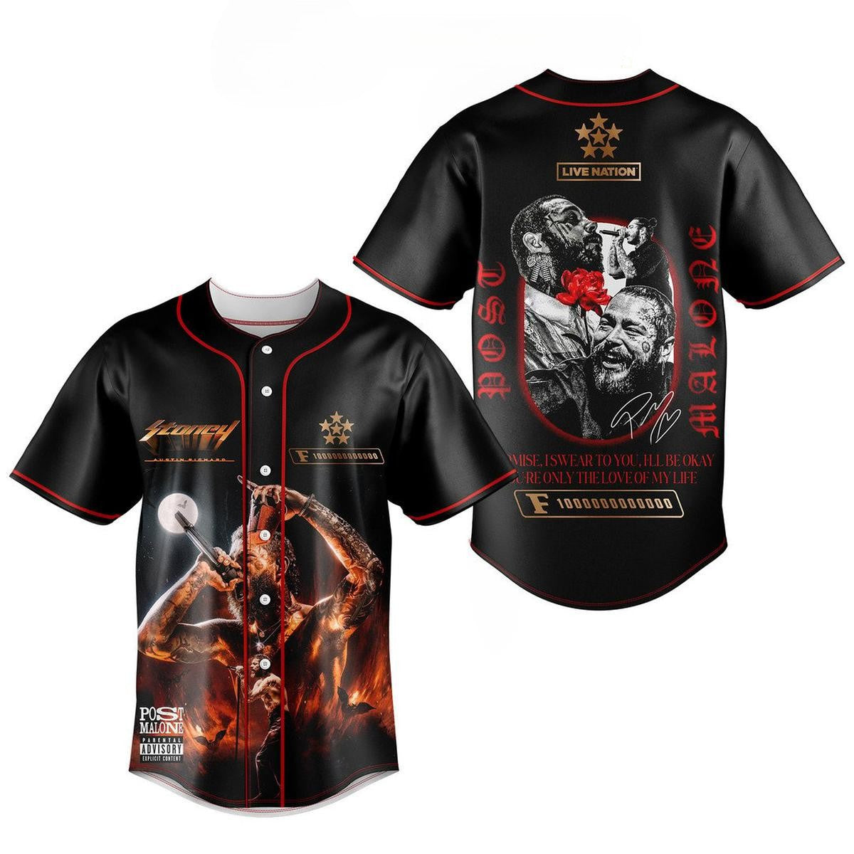 Fashionable Black Shirt Post Malone Music Baseball Jersey Hoodie, Sweatshirt | WearSparks.com