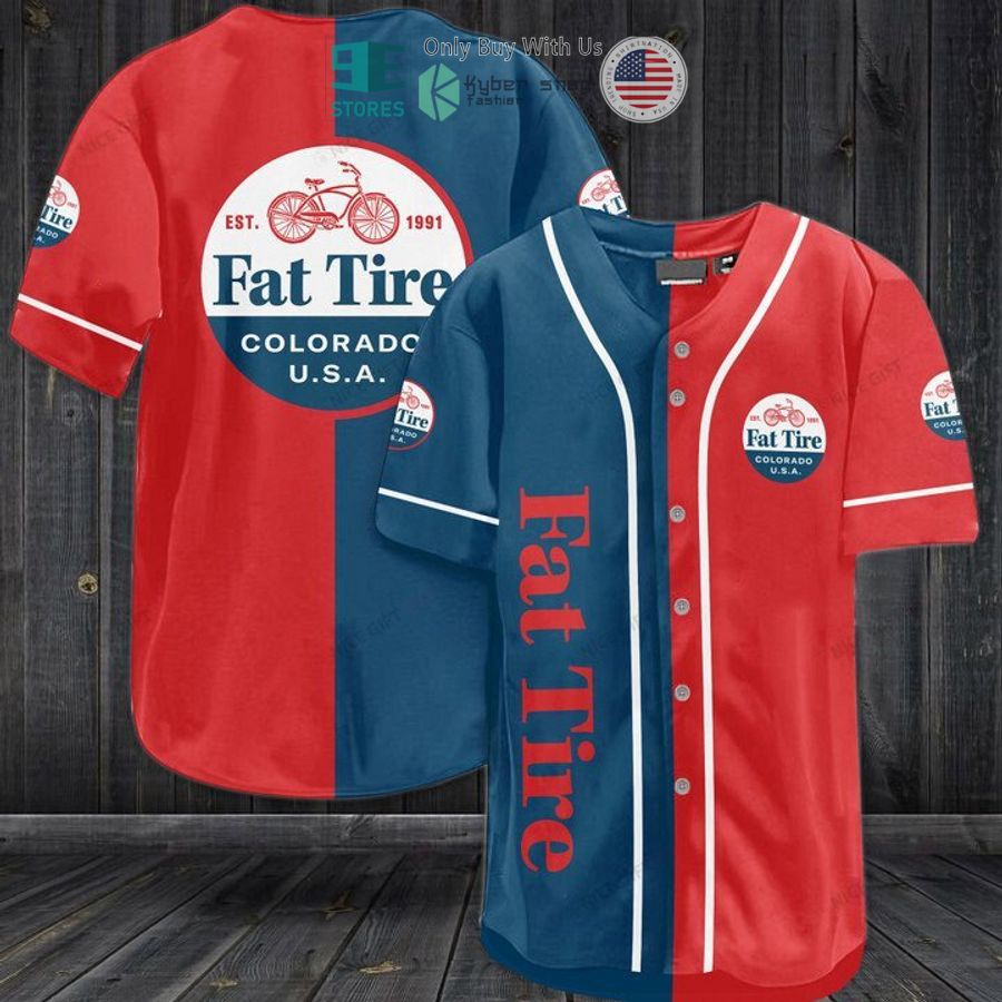 BEST Fat Tire logo red blue Baseball Jersey