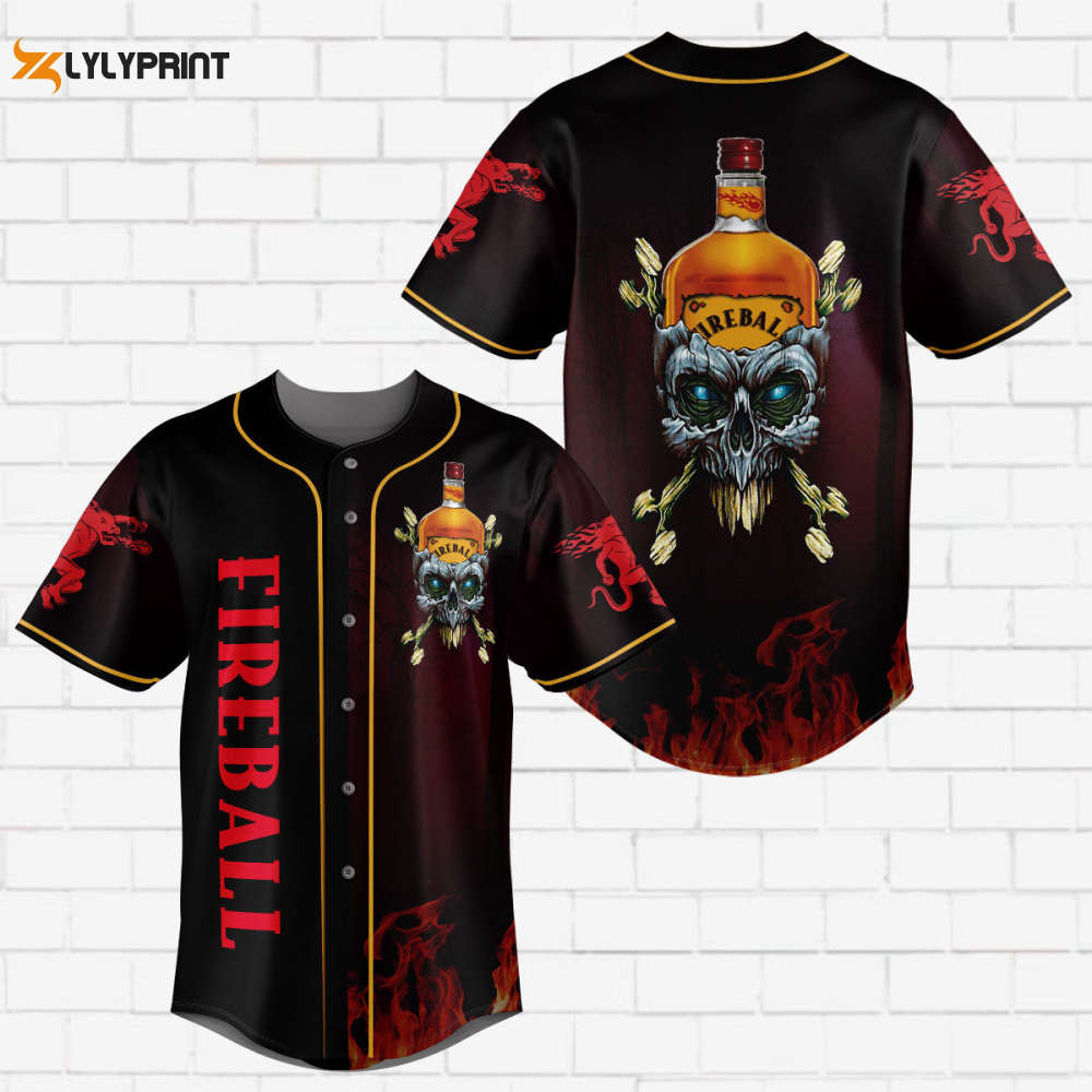 Fireball Flowery Skull Red Flame All Over Print Unisex Baseball Jersey - lylyprint.com T-Shirts, Hoodie, Sweatshirt