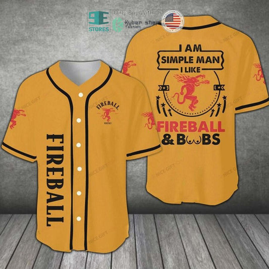 BEST Fireball Whisky I Am Simple Man I Like Fireball orange Baseball Jersey