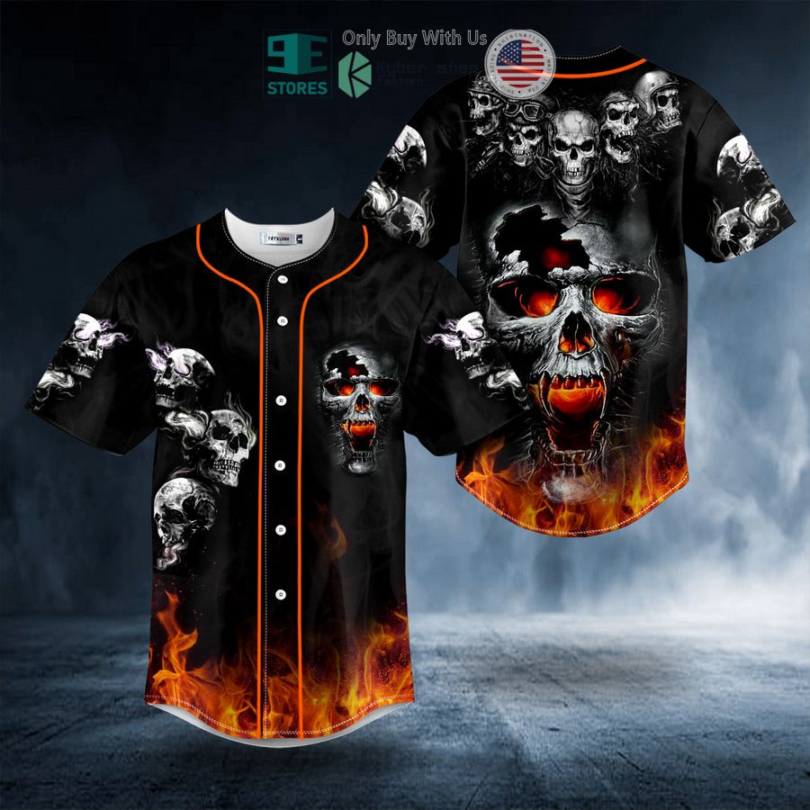 BEST Five Fire Skull Baseball Shirt