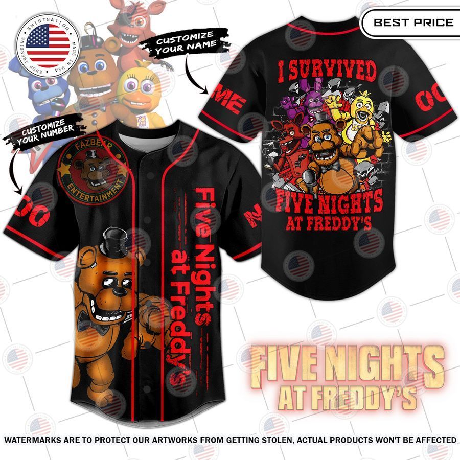 Five Nights at Freddy's Custom Baseball Jersey