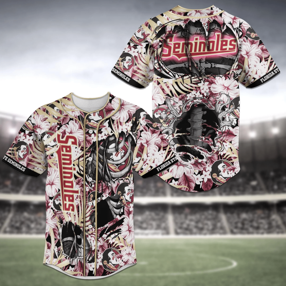 Florida State Seminoles NCAA Baseball Jersey Shirt Skeleton - Aopprinter Hoodie, Sweatshirt | WearSparks.com (Image 2)