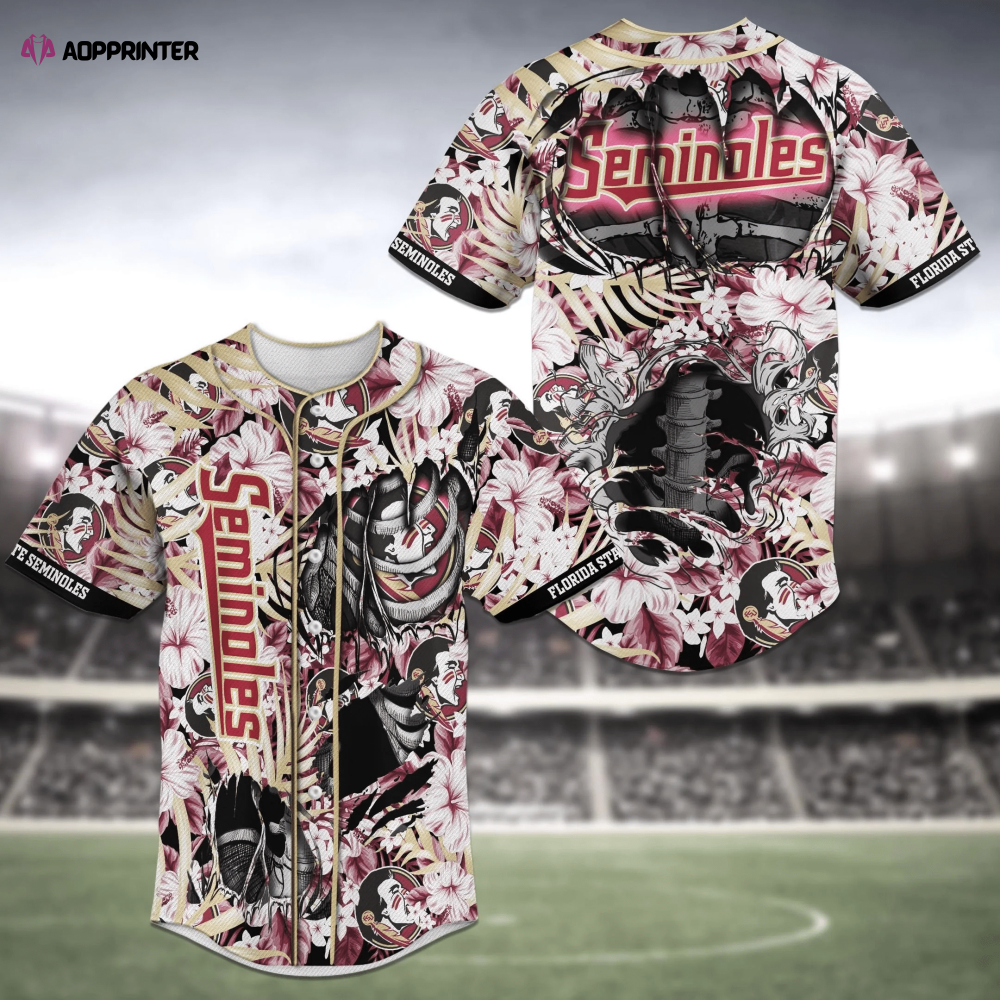 Florida State Seminoles NCAA Baseball Jersey Shirt Skeleton - Aopprinter Hoodie, Sweatshirt | WearSparks.com (Image 1)