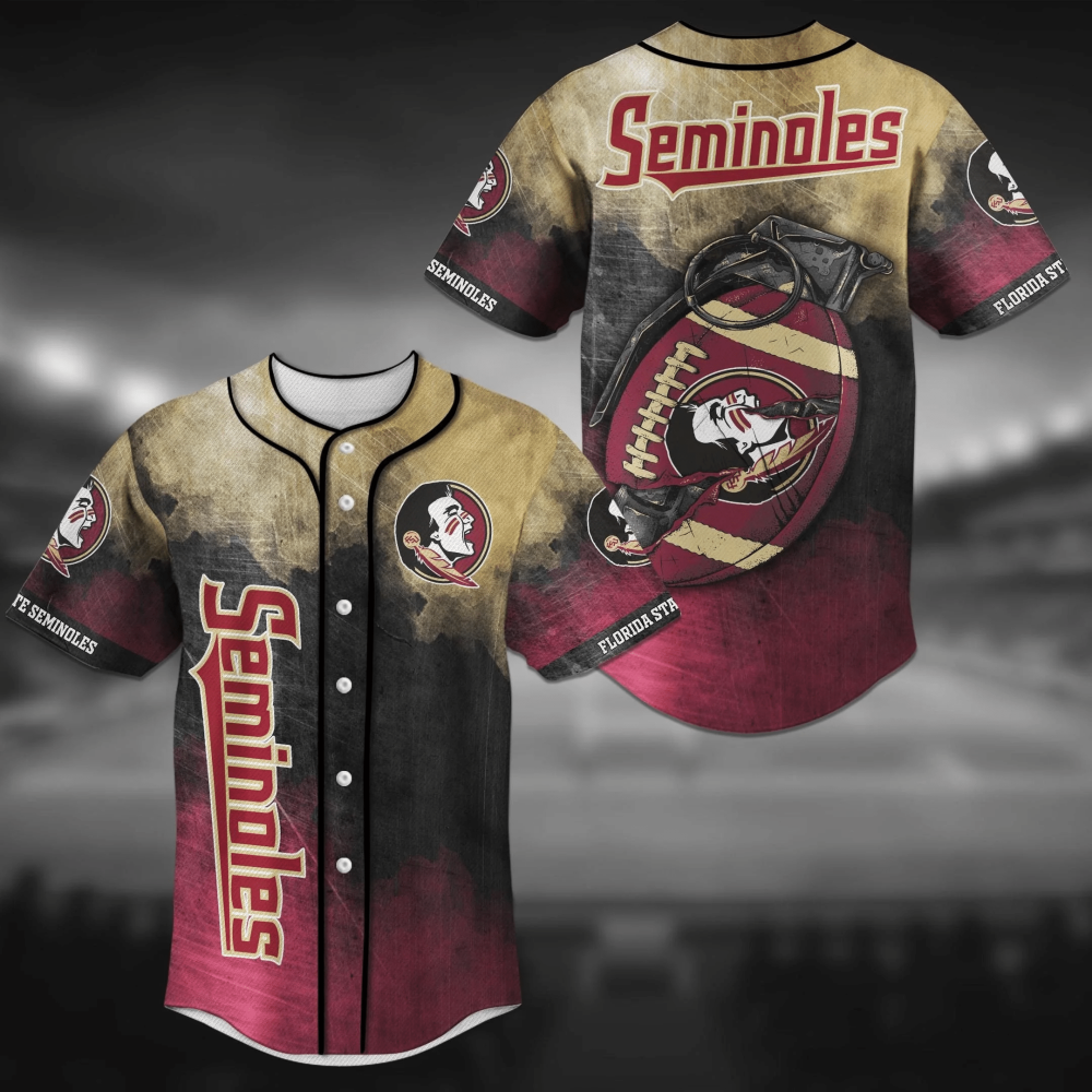 Florida State Seminoles NCAA Baseball Jersey Shirt with Unique Grenade Design (Image 2)