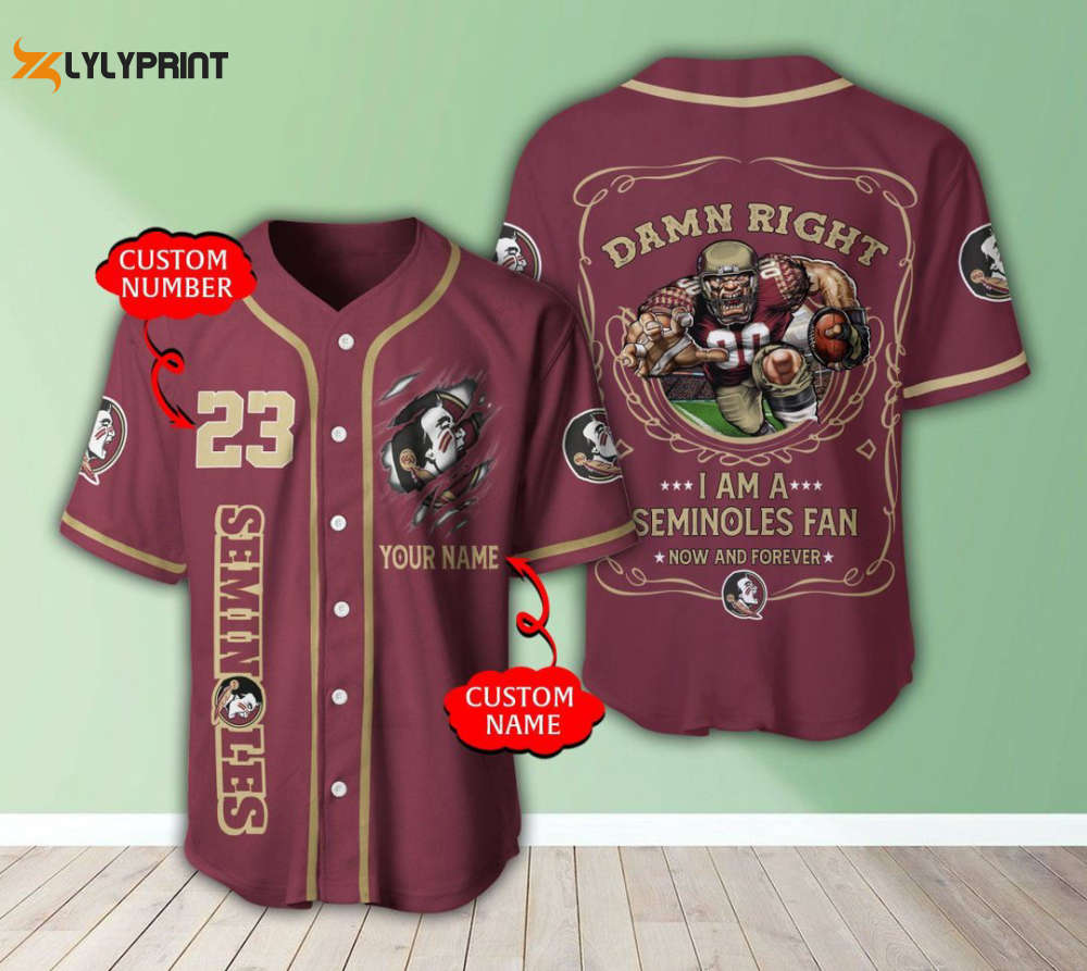 Florida State Seminoles Personalized Baseball Jersey Fan Gifts - lylyprint.com T-Shirts, Hoodie, Sweatshirt (Image 1)