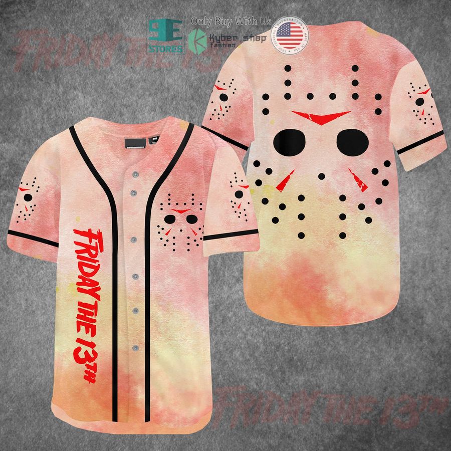 BEST Friday the 13th Jason Voorhees Face orange Baseball Jersey