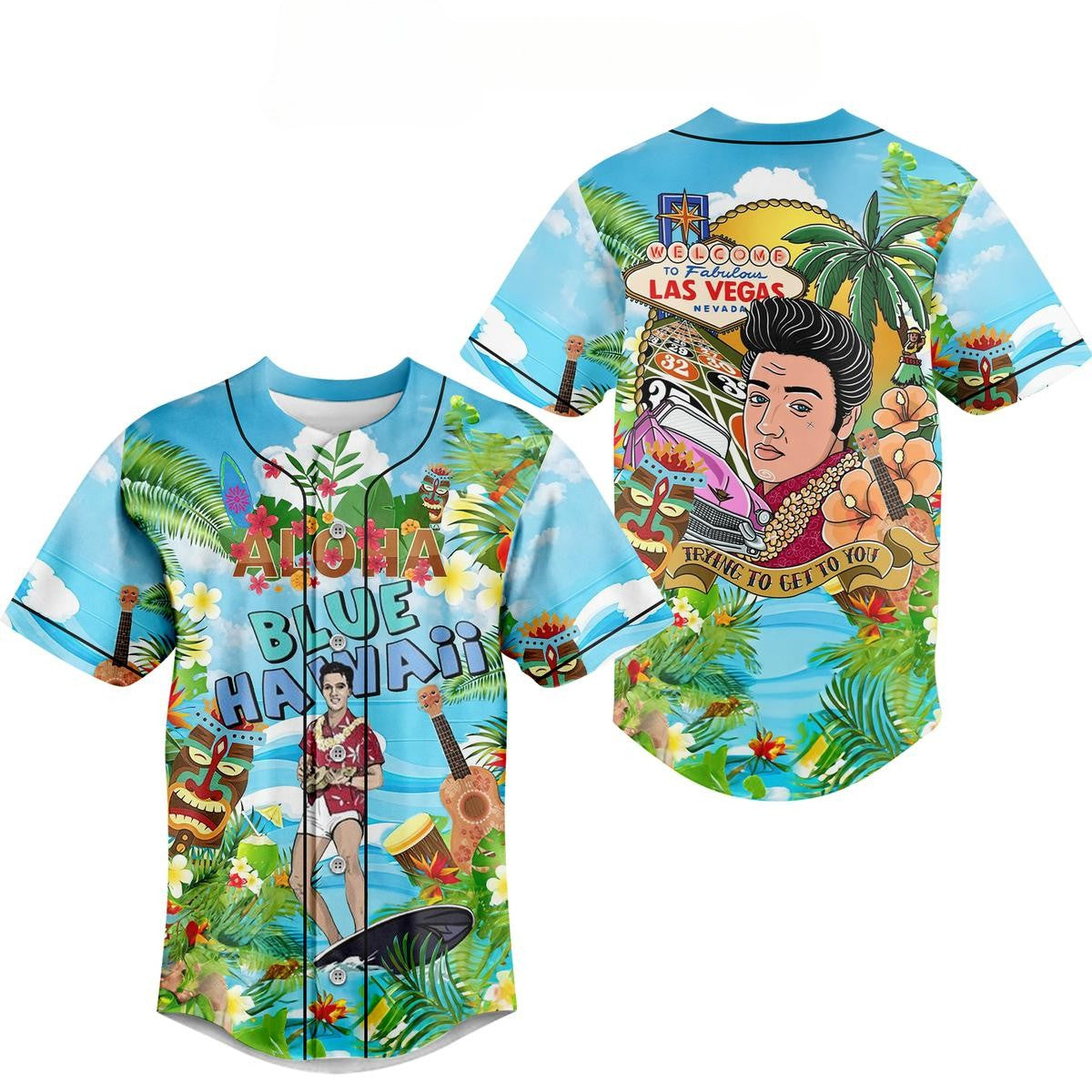 Funny Aloha Blue Hawaii Baseball Jersey For Kids &amp; Adults T-Shirts, Hoodie, Sweatshirt | WearSparks.com