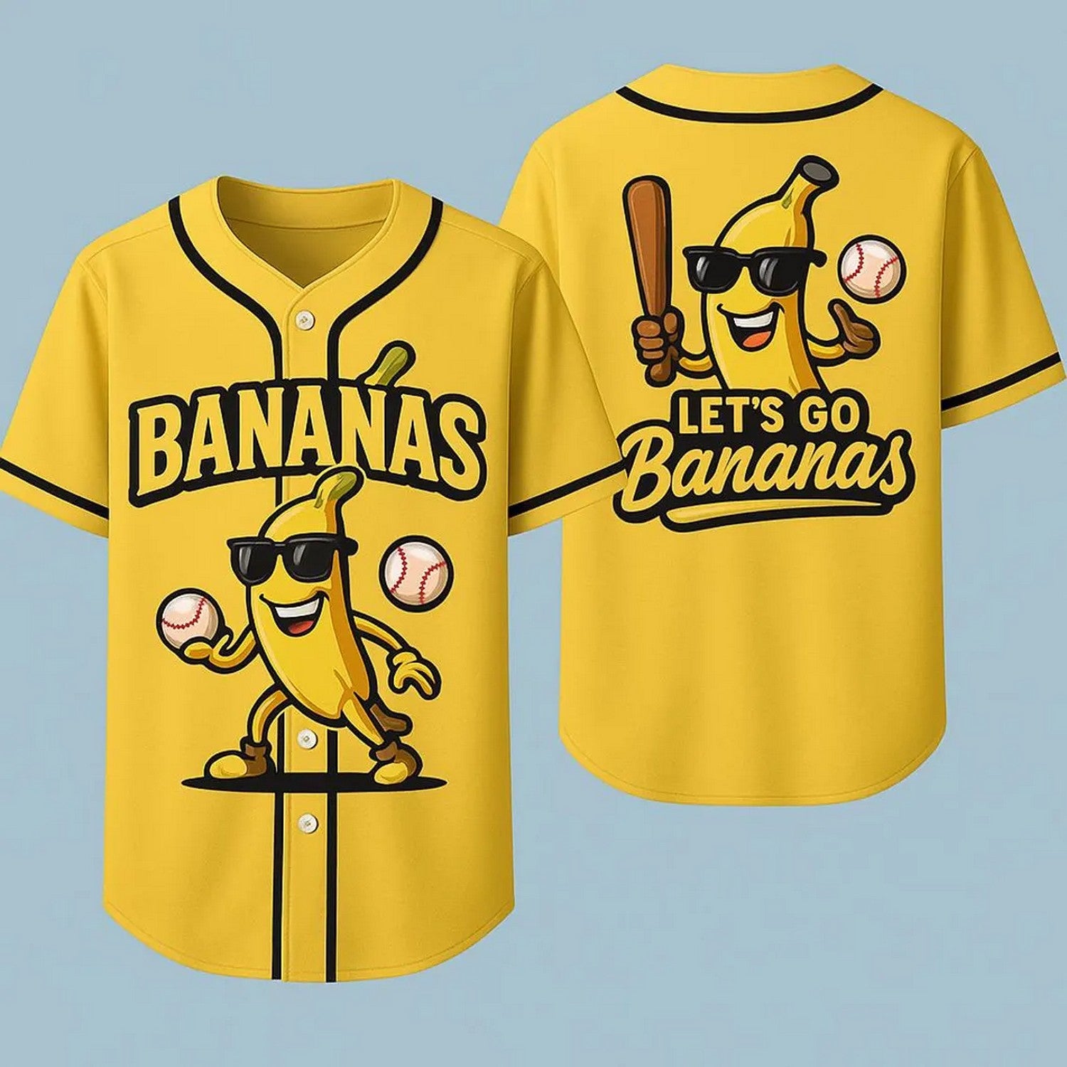 Funny Banana Let's Go Bananas Yellow Baseball Jersey T-Shirts, Hoodie, Sweatshirt | WearSparks.com