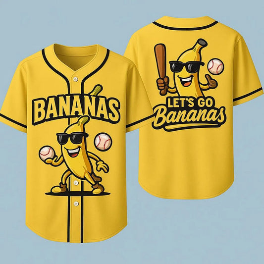 Funny Banana Let's Go Bananas Yellow Baseball Jersey T-Shirts, Hoodie, Sweatshirt | WearSparks.com
