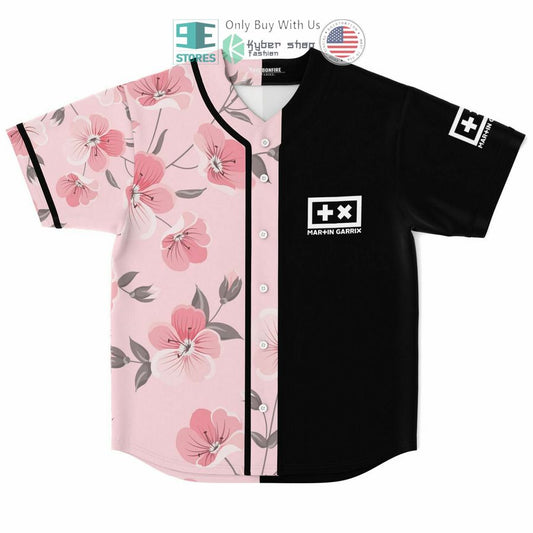 BEST Garrix Martin Flowers Black Pink Baseball Jersey