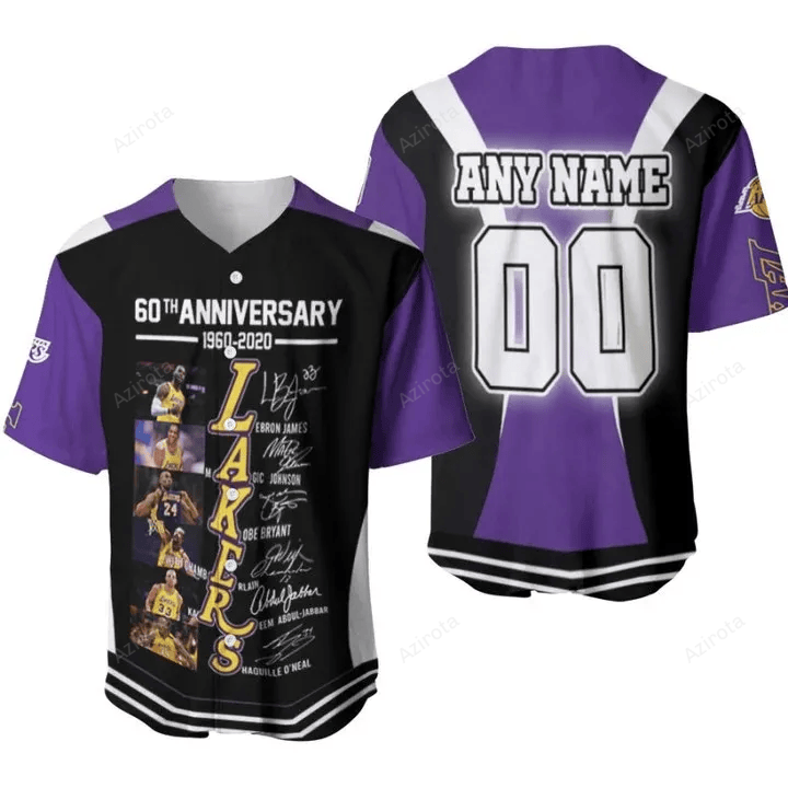 Los Angeles Lakers 74 Years Of Lakers The Greatest Teams Signatures Nba 3D Designed Personalized Baseball Jersey Nba Gift...