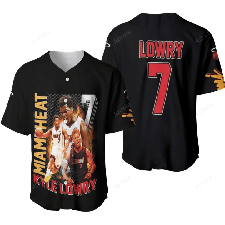 Miami Heat Kyle Lowry 7 Nba All Star Champion Player Of The Month Black 3D Designed Baseball Jersey Nba Gift For Fans...