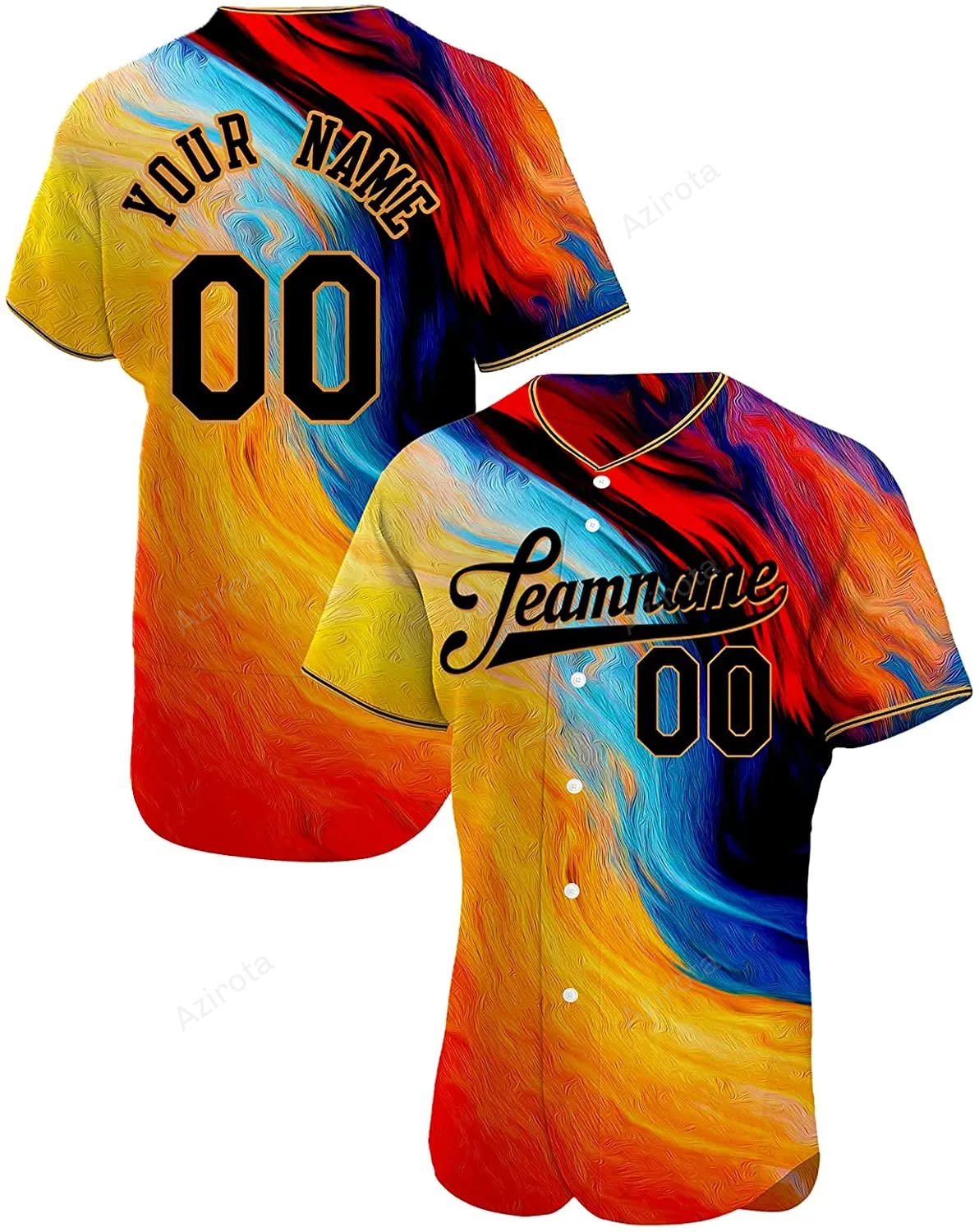 Personalized Golden Black Color Printed Name And Number Idea Gift For Fans Baseball Jersey - Zimustore T-Shirts, Hoodie,...