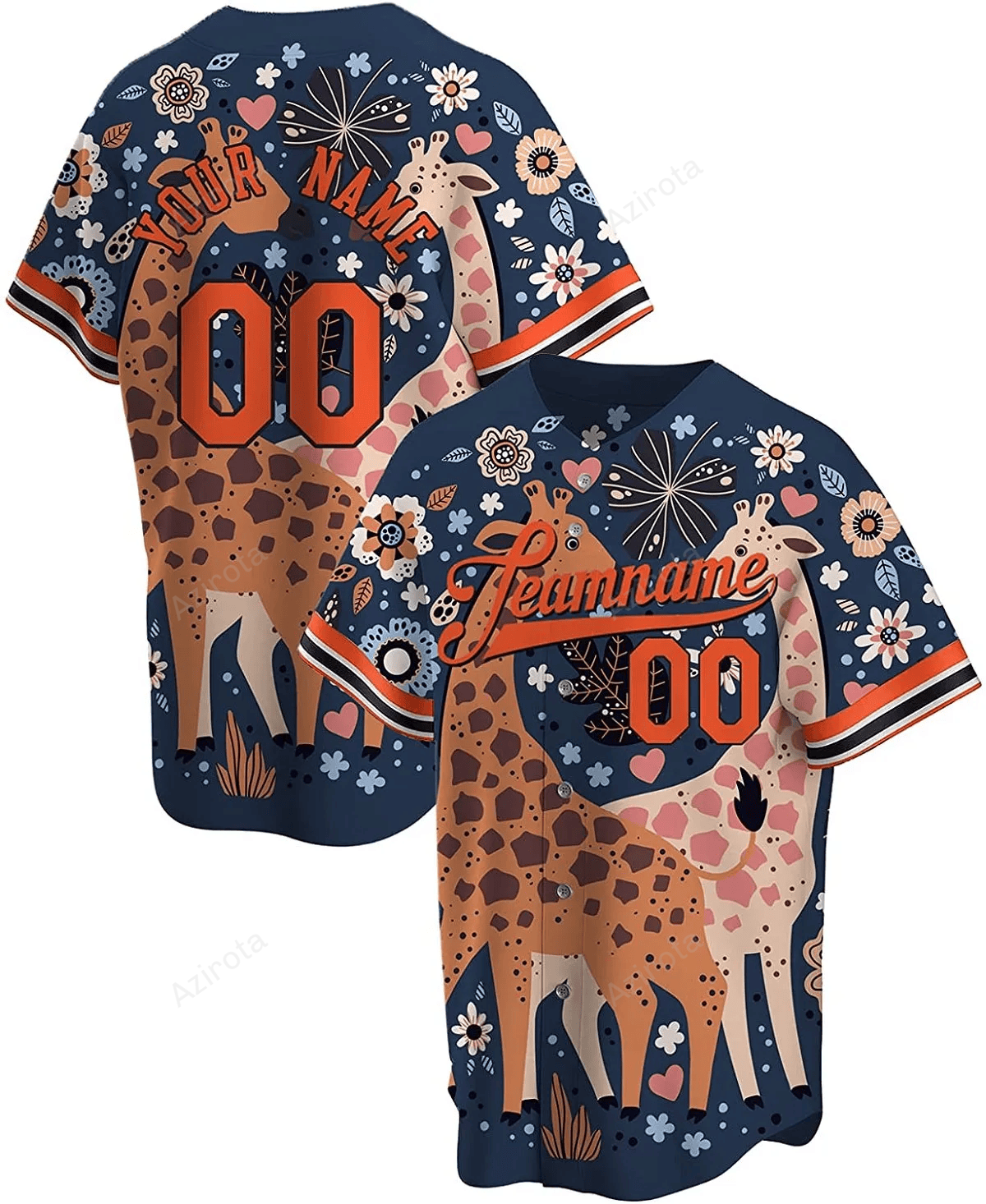Personalized Giraffe Printed Name And Number Idea Gift For Fans Baseball Jersey T-Shirts, Hoodie, Sweatshirt | WearSparks.com