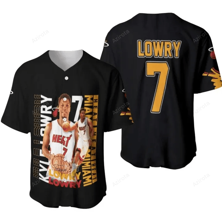 Miami Heat Kyle Lowry 7 Nba The Greatest Player Of All The Time Black 3D Designed Baseball Jersey Nba Gift For Fans...