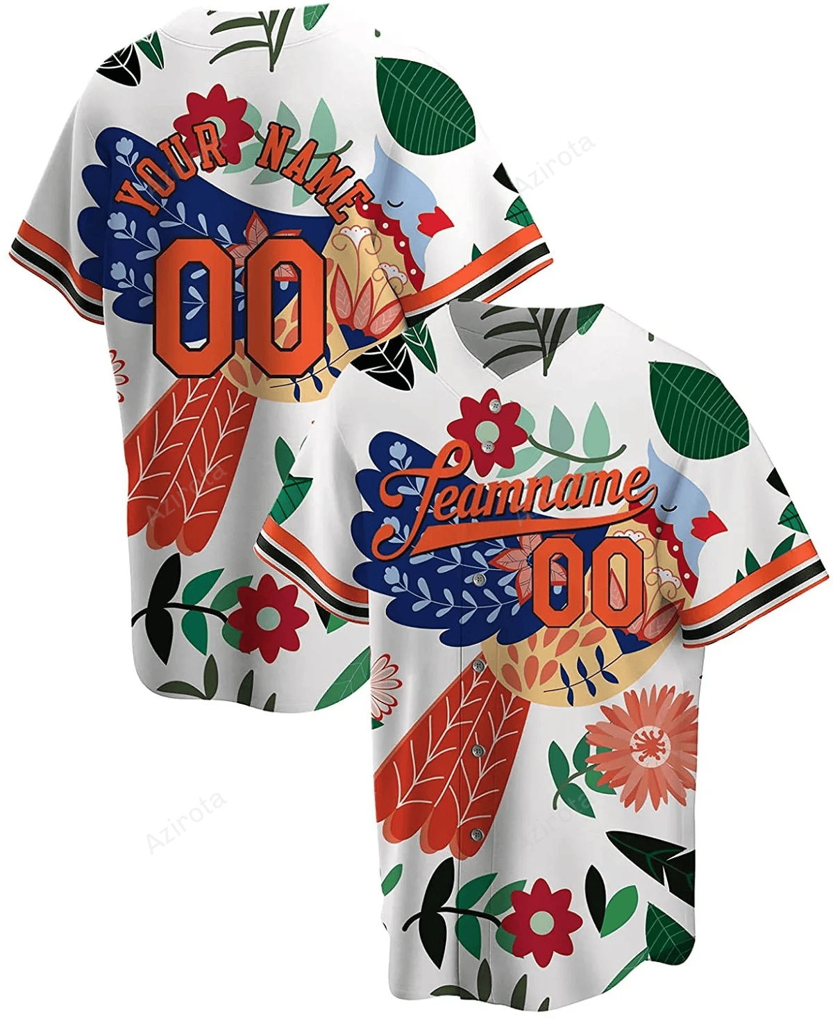 Personalized Bird Pattern Art With Flower Printed Name And Number Idea Gift For Fans Baseball Jersey T-Shirts, Hoodie,...
