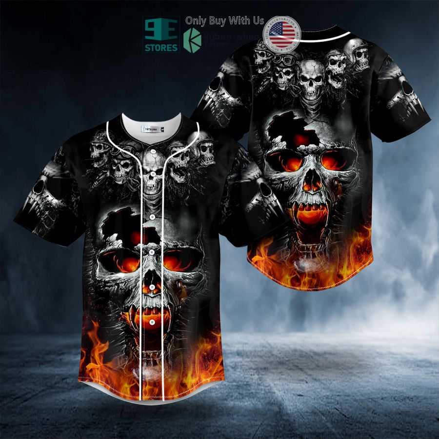 BEST Ghost Rider Fire Skull Baseball Shirt