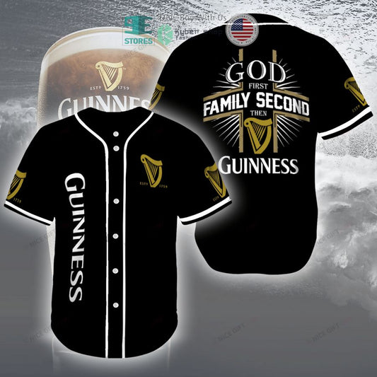 BEST God First Family Second Then Guinness black Baseball Jersey