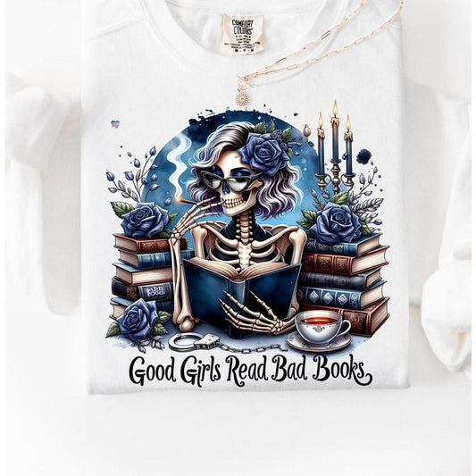 good girls read bad books Shirt love to read spicy smut books booktok shirt spicy book club clipart sarcastic skeleton...