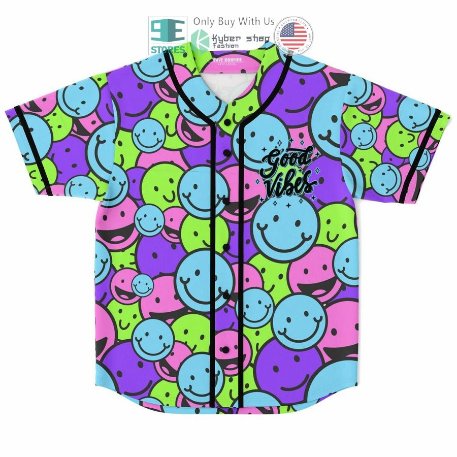 BEST Good Vibes Only Smile Emoji Baseball Jersey