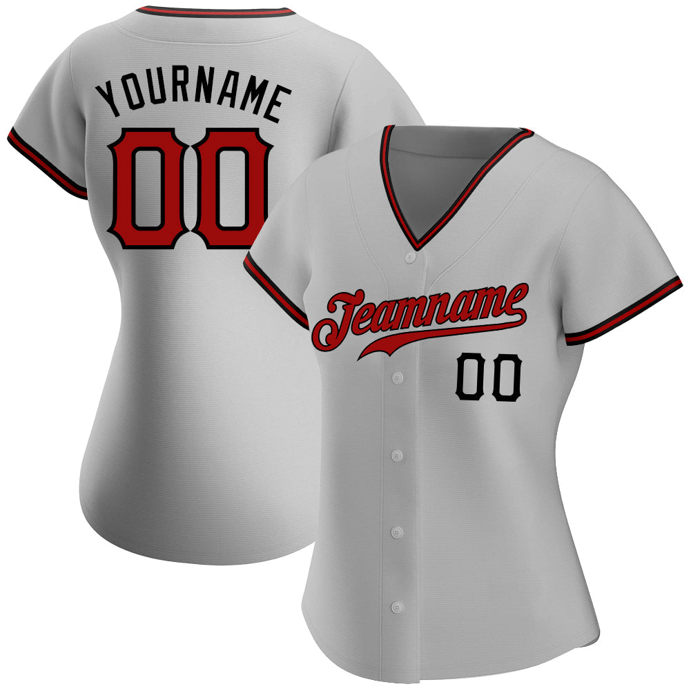 Custom Gray Red-Black Authentic Baseball Jersey T-Shirts, Hoodie, Sweatshirt | WearSparks.com (Image 2)