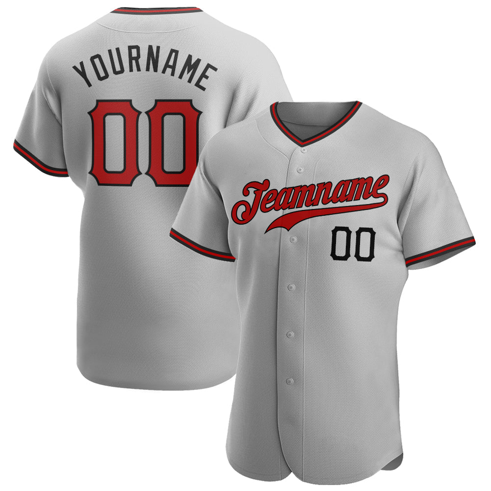 Custom Gray Red-Black Authentic Baseball Jersey T-Shirts, Hoodie, Sweatshirt | WearSparks.com (Image 1)
