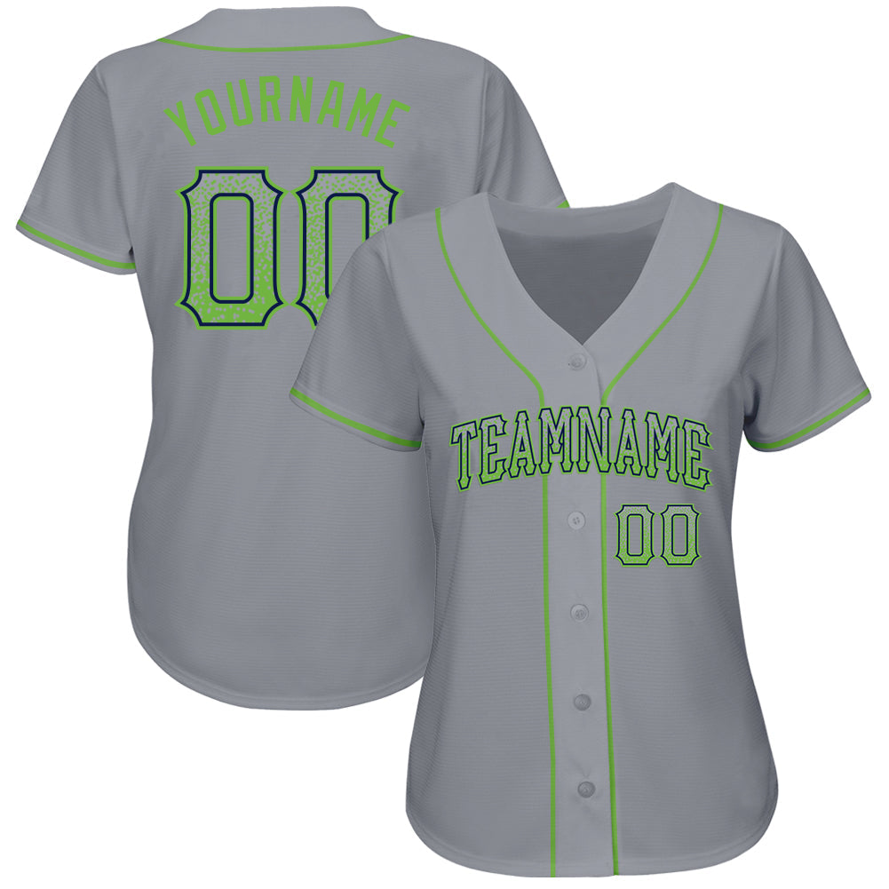 Custom Gray Neon Green-Navy Authentic Drift Fashion Baseball Jersey T-Shirts, Hoodie, Sweatshirt | WearSparks.com (Image 2)