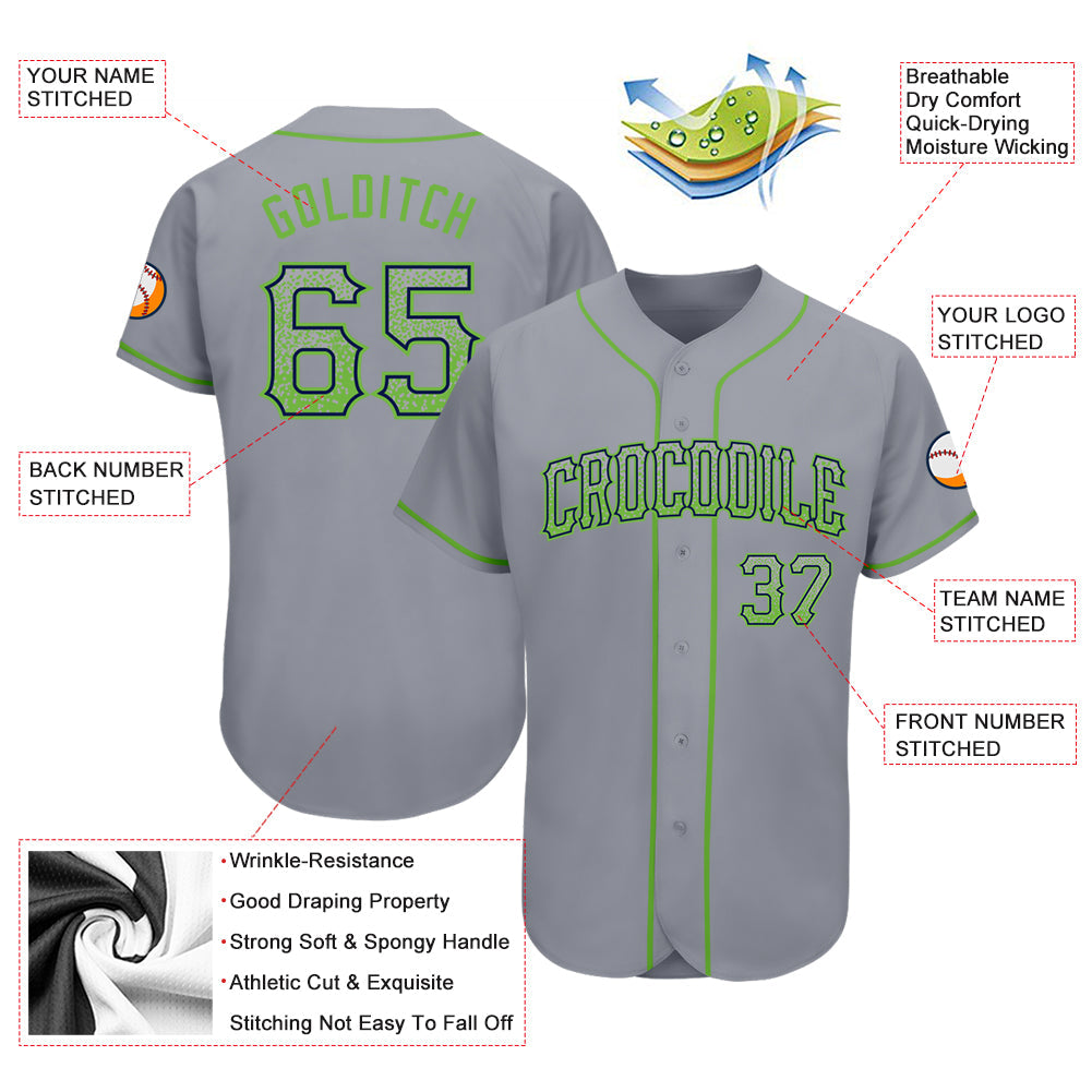 Custom Gray Neon Green-Navy Authentic Drift Fashion Baseball Jersey T-Shirts, Hoodie, Sweatshirt | WearSparks.com (Image 3)